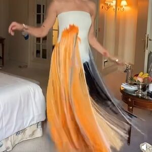 Vibrant Strapless Fringe Dress